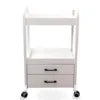 Chocolate-colored solid wood salon trolley with double drawers, durable beauty salon furniture for barber and salon use.