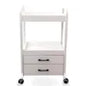 Chocolate-colored solid wood salon trolley with double drawers, durable beauty salon furniture for barber and salon use.