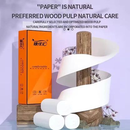 BackupMyFilesNow® 48-roll pack of household toilet paper and paper towel logs, coreless, suitable for hand and bathroom use.