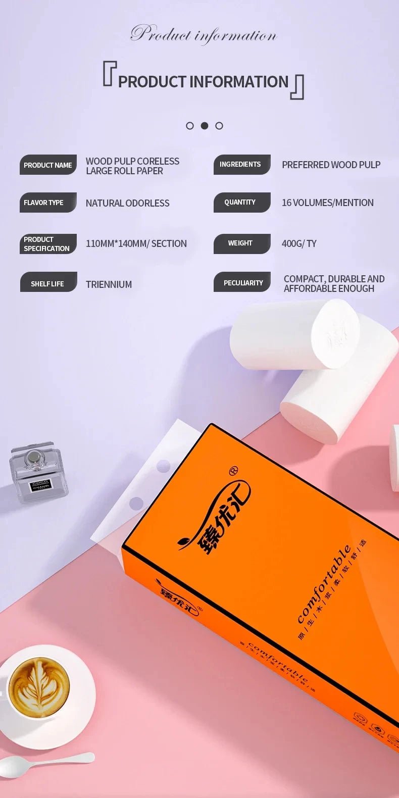 48 rolls of BACKUPMYFILESNOW.COM® coreless household toilet paper and paper towel log rolls, stacked neatly.