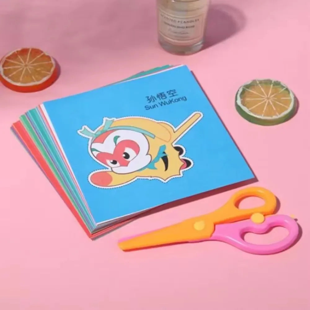 Set of 48 handmade paper cut craft toys with colorful cartoon patterns, ideal for kids' scrapbooking and DIY art projects.