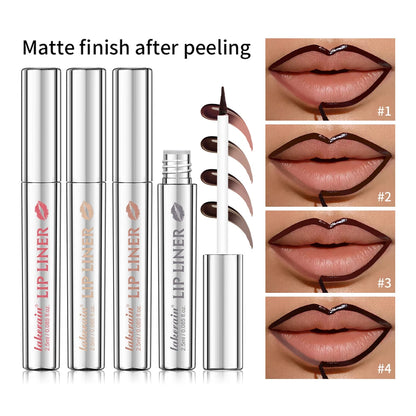 BackupMyFilesNow.com Magic Peel Off Lip Cosmetic Matte Lip Liner in Cool Cocoa, waterproof, smudge-proof, long-lasting, peel-off stain.