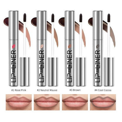 BackupMyFilesNow.com Magic Peel Off Lip Liner Pencil in cool cocoa, waterproof, smudge-proof, long-lasting matte lip stain.