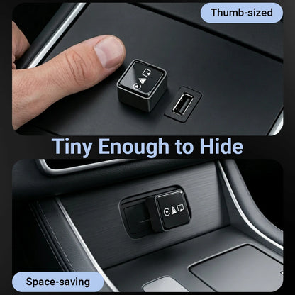 Smart 4-in-1 CarPlay wireless dongle by BackupMyFilesNow.com, showing a compact device with cables and connection ports.