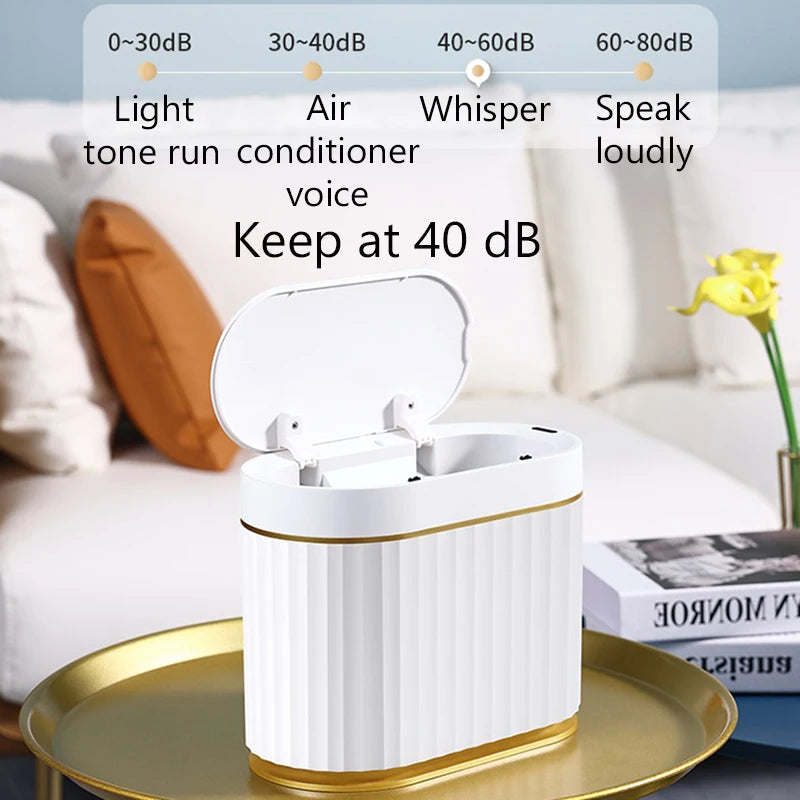 Small 4L Smart Sensor Trash Can by BackupMyFilesNow.com, compact desk bin with light luxury design and automatic sensor opening.