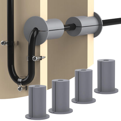 Set of four BACKUPMYFILESNOW.COM® Mity Rain wall grommets for Starlink cables, protecting cords through 1-inch holes in mount setups.