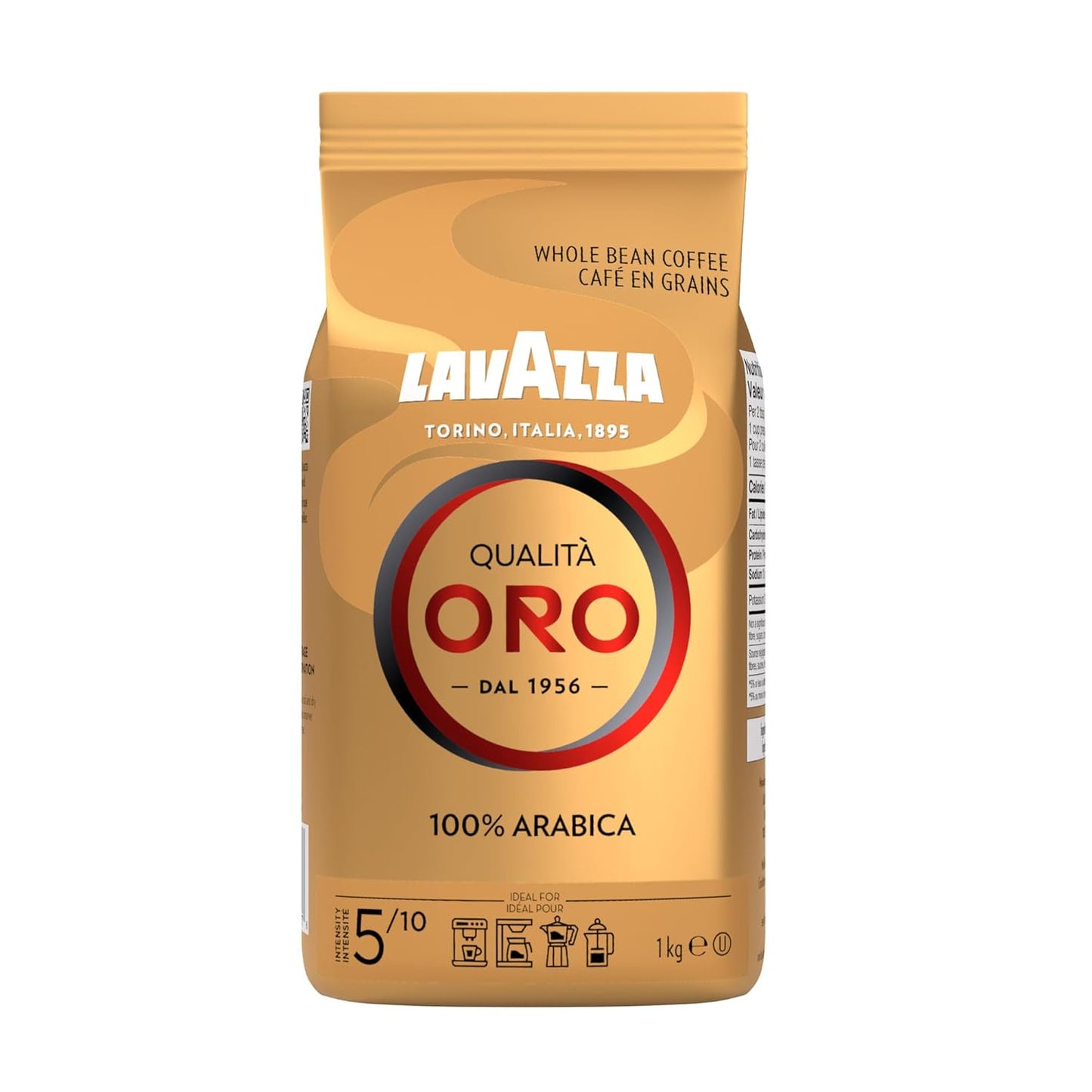 Lavazza Espresso Whole Bean Coffee, Medium Roast, 100% Arabica, 2.2 lb bag, shown in a pack of six.
