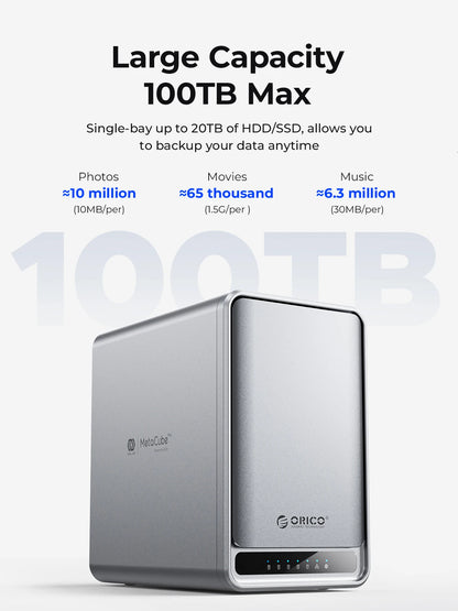 ORICO 5-bay personal NAS from BackupMyFilesNow.com with remote access, data sharing, intelligent classification, and automatic backup.