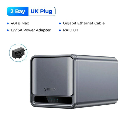 Orico 2.5 Bay NAS storage case with RAID support, external hard drive enclosure for personal cloud and remote data access.