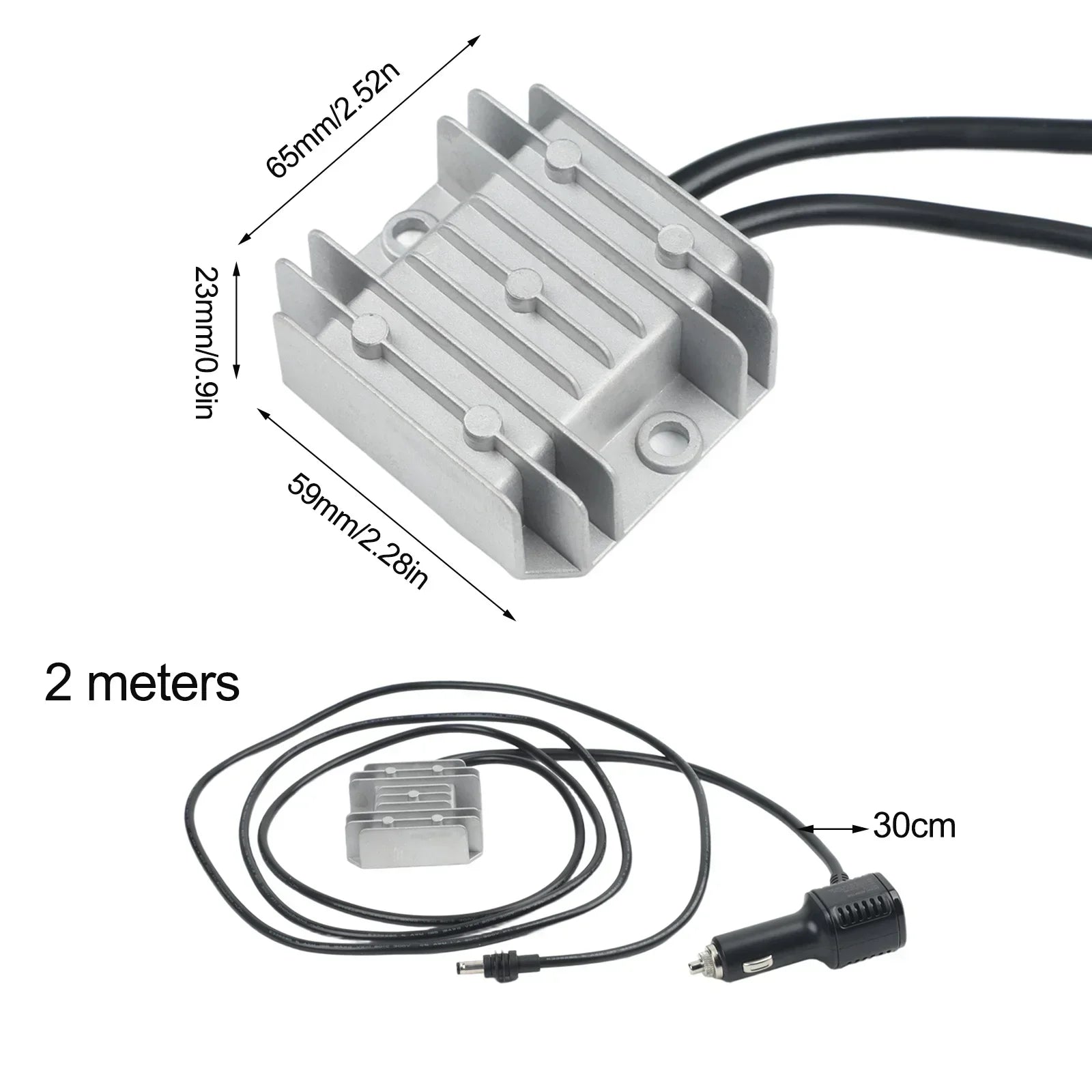 BackupMyFileSnow Starlink Mini power converter boosts 12V/24V to 30V, 3.5A, with black plastic casing and cable for power supply.