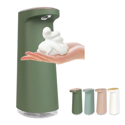 White multifunctional automatic soap dispenser with a sleek design, suitable for bathrooms and kitchens, contactless and sensor-free.