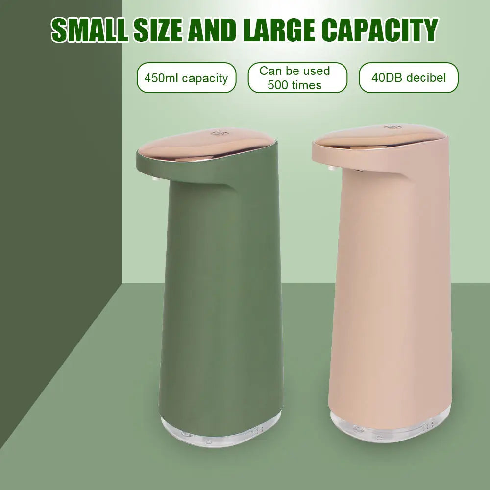 White multifunctional automatic soap dispenser with no plug, suitable for bathrooms and kitchens, featuring contactless sensor-free operation.