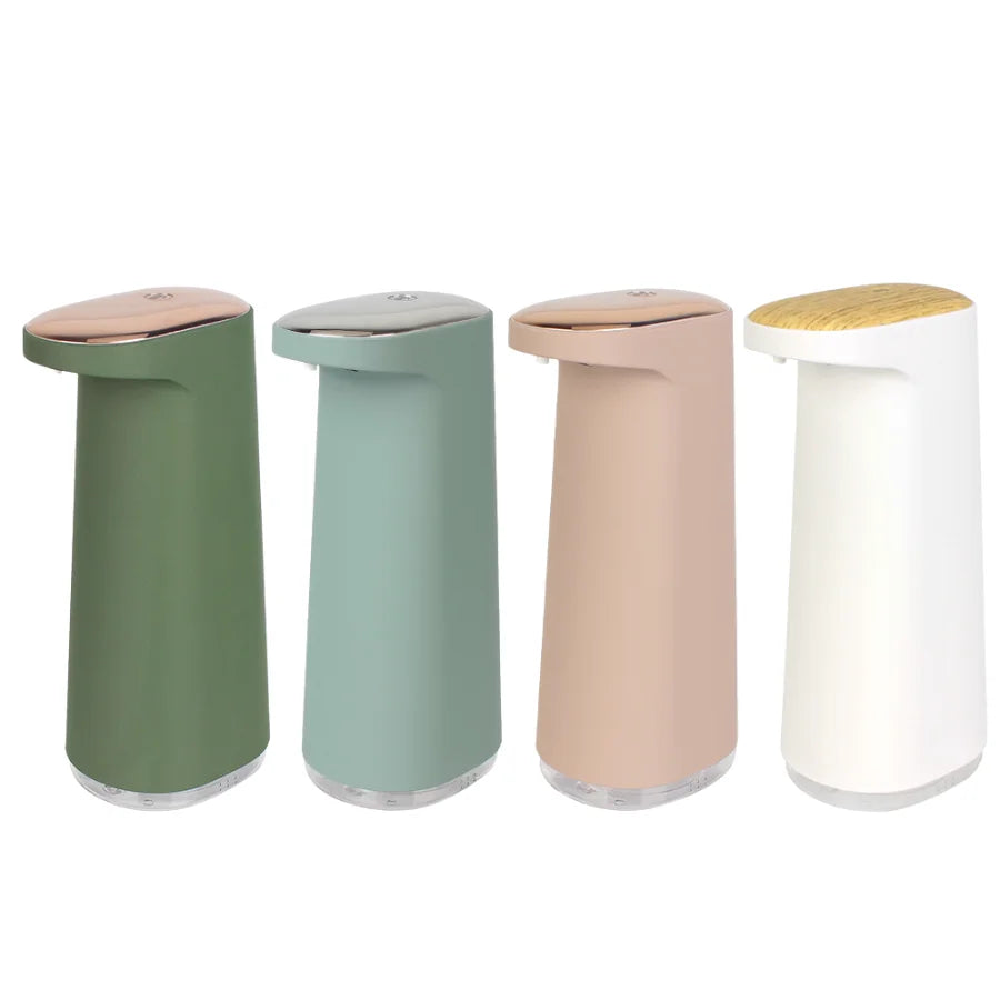 White multifunctional automatic soap dispenser by BackupMyFilesNow.com, contactless, sensor-free, ideal for bathrooms and kitchens.