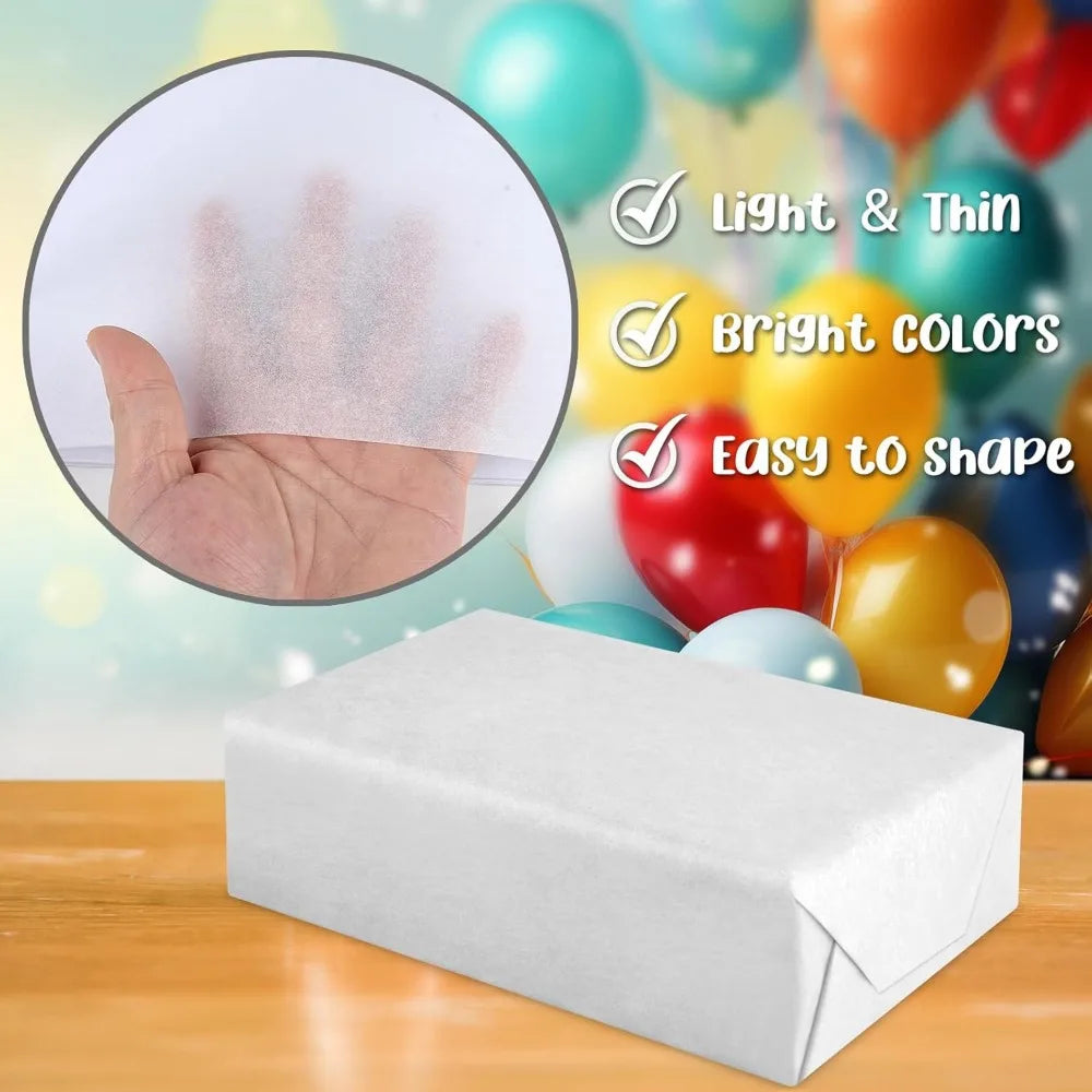 White tissue paper sheets for packaging, gift wrapping, and crafts, ideal for weddings, festivals, and party supplies.
