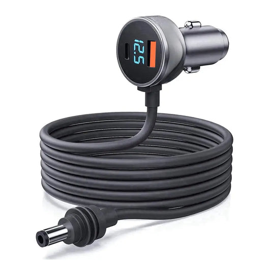 3.5m waterproof USB-C car charger extension cable with digital voltmeter for Starlink Mini, designed for vehicle DC power connections.