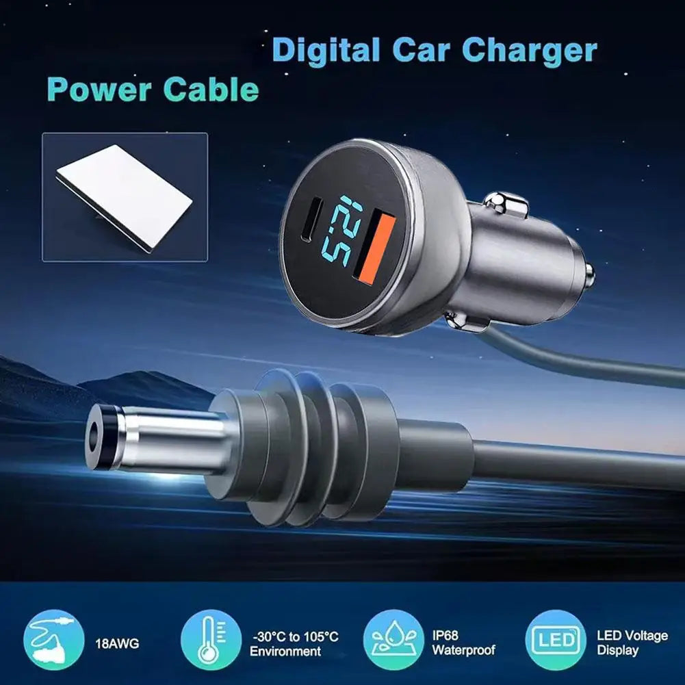 Starlink Mini USB Type C car charger adapter with waterproof extension cable and digital voltmeter for vehicle power connections
