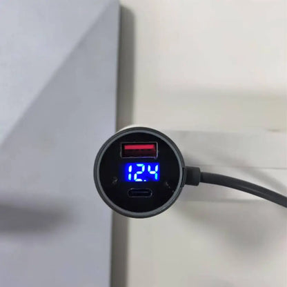 3.5m Starlink Mini USB Type C car charger extension cable with waterproof digital voltmeter for vehicle DC power, by BACKUPMYFILESNOW.COM®
