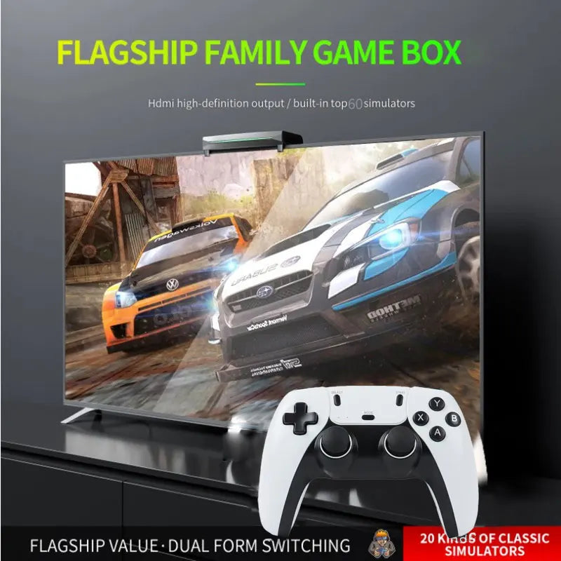Retro video game console X10 with wireless controller, 70,000 games, 60 emulators for PS2, N64, GameCube, Xbox, kids gift.