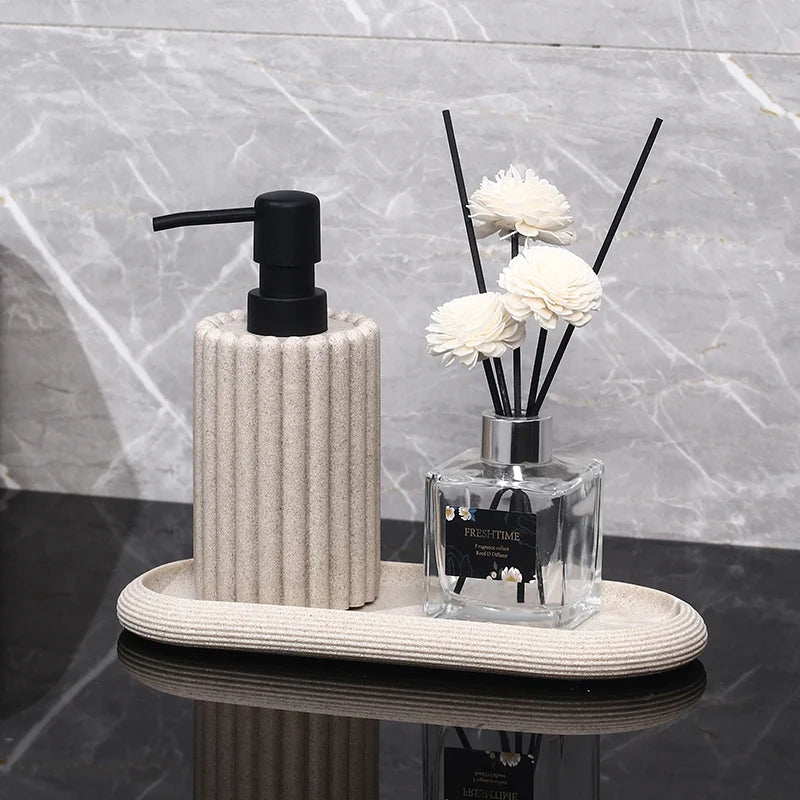 Creative 500ml hand sanitizer and soap dispenser bottle with pump for hotel or home bathroom, part of bathroom accessories collection.