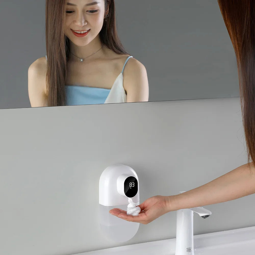 USB automatic soap dispenser from BackupMyFilesNow.com, wall-mounted with foam induction, 500ml bathroom accessory for hands-free soap dispensing.