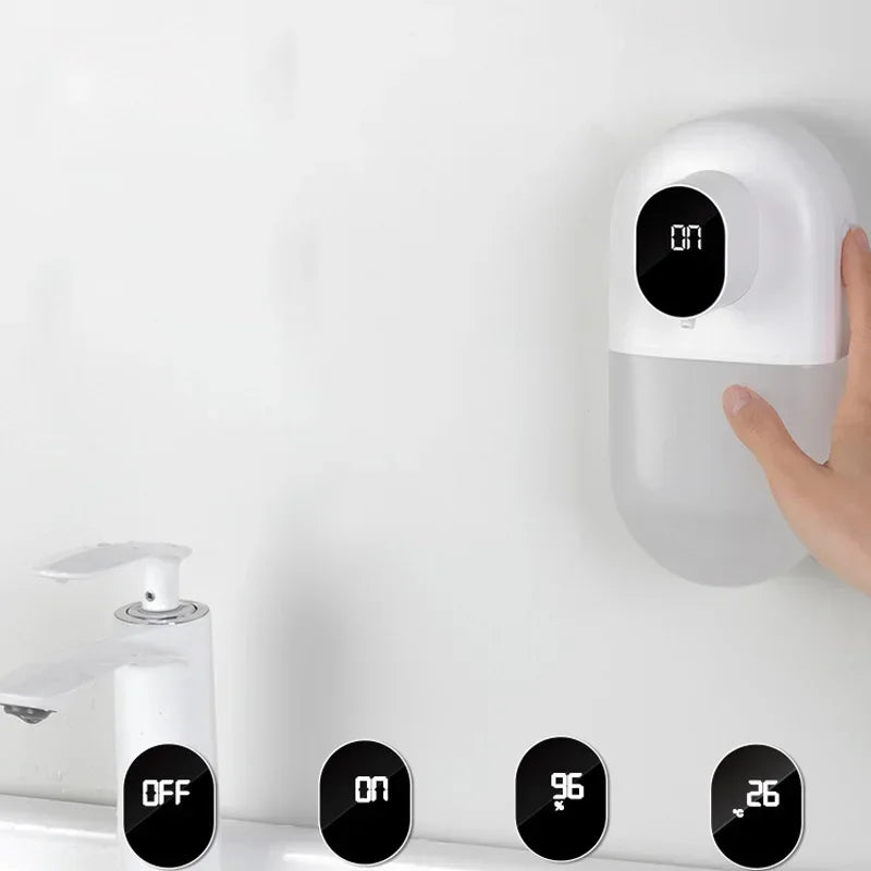 USB automatic soap dispenser by BackupMyFilesNow.com, wall-mounted foam soap dispenser with 500ml capacity for bathroom use.