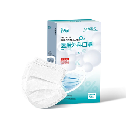 Disposable face masks with 5mm bubble yarn ear loops, 3-layer protective design, individually wrapped, suitable for adult daily use.
