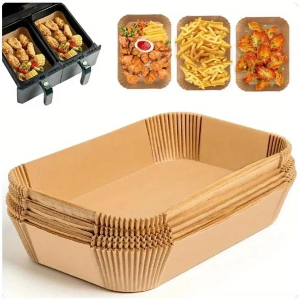Disposable rectangular air fryer paper mats, oilproof baking sheets for microwave, barbecue, and kitchen baking, from BackupMyFilesNow.com