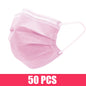 Black disposable face mask with earloops, 3-layer meltblown non-woven breathable material, for hygiene and protection.