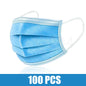 Black disposable face mask with earloops, 3-layer meltblown non-woven breathable material, suitable for health and safety use.