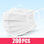 Black disposable earloop face mask with 3 layers, meltblown non-woven material, breathable design for safe protection.