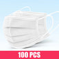 Black disposable face mask with earloops, 3-layer meltblown non-woven material, breathable and suitable for daily protection.