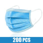 Black disposable face masks with earloops, 3-layer meltblown non-woven fabric, breathable and suitable for everyday wear.