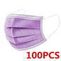 Black disposable face mask with earloops, 3-layer meltblown non-woven breathable material, suitable for protection and comfort.