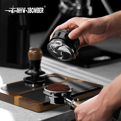 BackupMyFilesNow MHW-3BOMBER gravity espresso coffee distributor with breather hole, fits 51mm, 53mm, 58mm portafilters, for home or cafe use