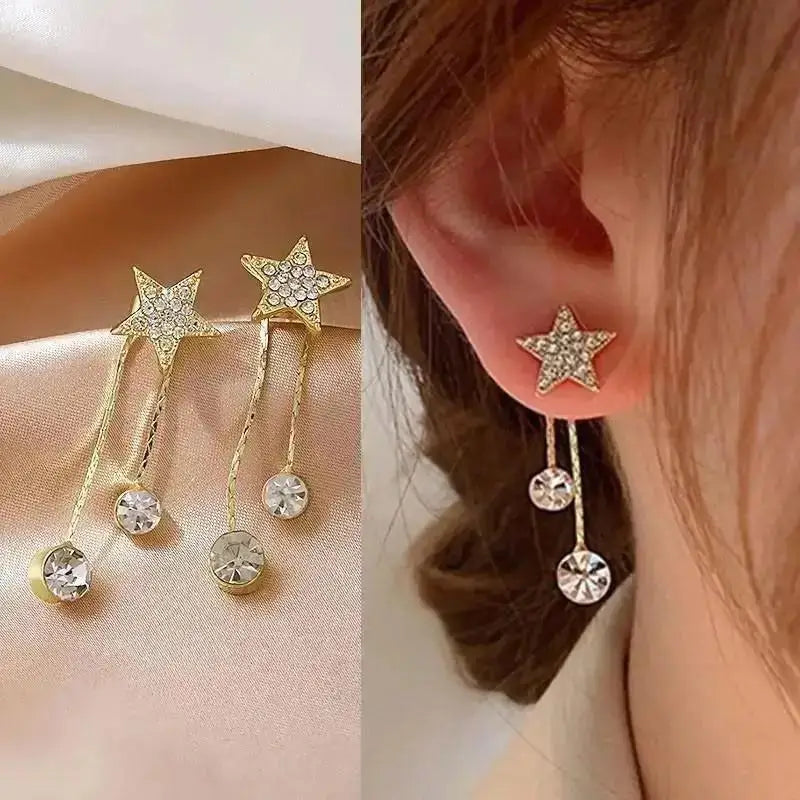 925 silver Korean fashion pearl tassel earrings for women, featuring zircon accents and elegant pearl details.