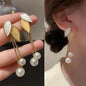 925 silver Korean fashion pearl tassel earrings for women featuring zircon accents and elegant pearl dangles.
