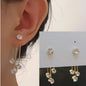 925 silver Korean fashion pearl tassel earrings for women, featuring zircon accents and elegant design.