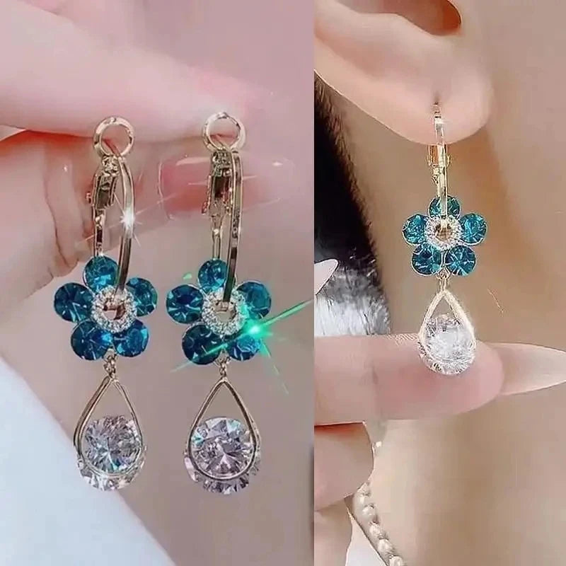 925 silver Korean fashion pearl tassel earrings for women with zircon accents, featuring dangling pearl and crystal details.