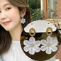 925 silver Korean fashion pearl tassel earrings with zircon accents for women, featuring elegant pearl and crystal details.
