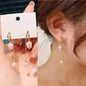 925 silver Korean fashion pearl tassel earrings for women with zircon accents and delicate pearl details, trendy luxury jewelry.