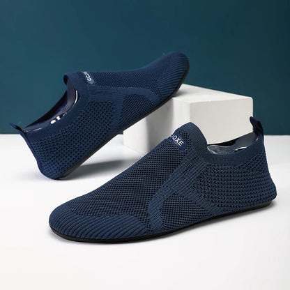 Men's four seasons casual shoes by BackupMyFilesNow.com, blue indoor and outdoor footwear with comfortable, stylish design.
