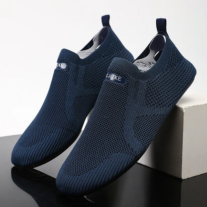 Men's blue four seasons casual shoes by BackupMyFilesNow.com, featuring comfortable indoor outdoor design and stylish footwear.