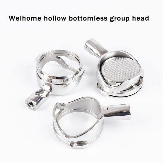 58mm stainless steel WPM coffee bottomless portafilter with 2 ears for Welhome espresso machines KD310, 510, 210S, 330.