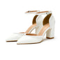BaoYaFang bridal wedding shoes for women with thin heels, pointed toes, pearl accents, ankle strap, and buckle for elegant occasions.