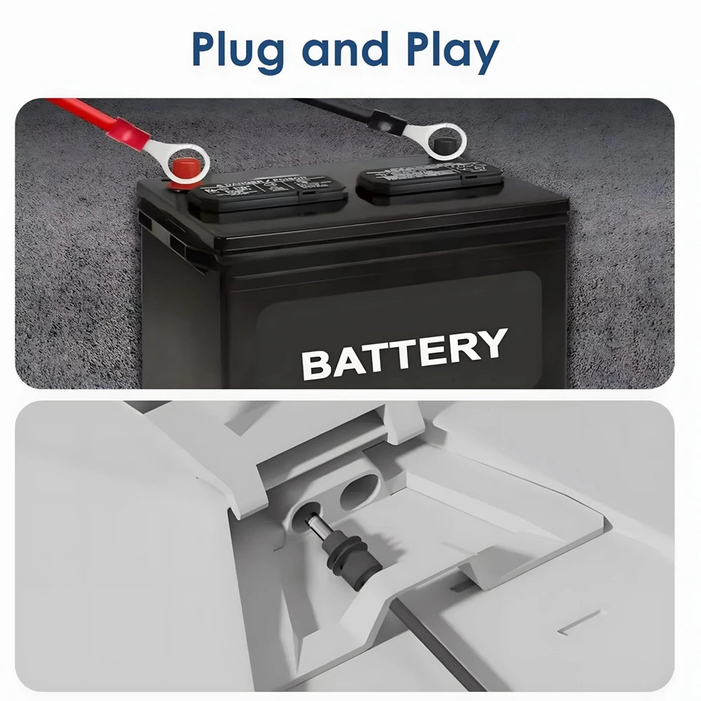 Starlink Mini power cable extension harness with 18AWG fuse holder, waterproof ATC/ATO DC plug, black wiring, and connectors.