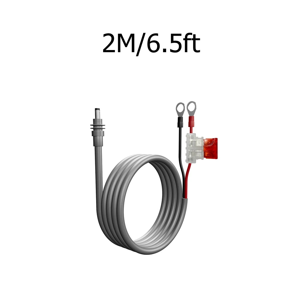 Starlink Mini power cable DIY wiring extension harness with waterproof DC plug, 18AWG fuse holder, automotive connectors, black color