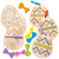 DIY embroidery kit featuring wooden Easter egg crafts for children, includes sewing supplies for Easter decoration projects.