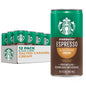 Six-pack of Starbucks Espresso & Cream cans, 6.5 fl oz each, showing the beverage with coffee and cream layers in cans.