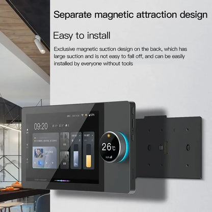 Tuya Smart Home 8-inch multifunction touch screen control panel with ZigBee gateway and background music host for central home automation.