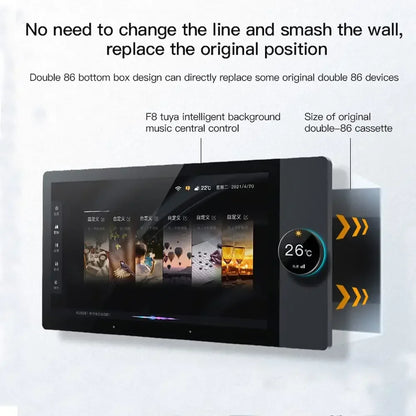 Tuya Smart Home 8-inch multifunction touch screen with background music, ZigBee gateway and central control panel for smart home integration.